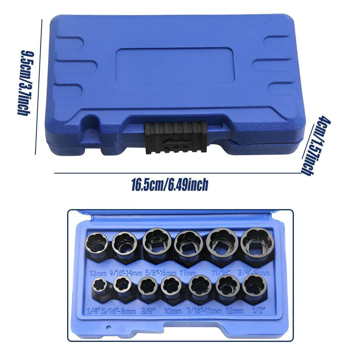 13 Piece Impact Bolt Nut Remover Set Extractor Socket Tool for Stripped Nuts Bolt V528-NUT-REMOVAL-13PCS-946435