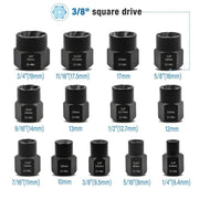 13 Piece Impact Bolt Nut Remover Set Extractor Socket Tool for Stripped Nuts Bolt V528-NUT-REMOVAL-13PCS-946435
