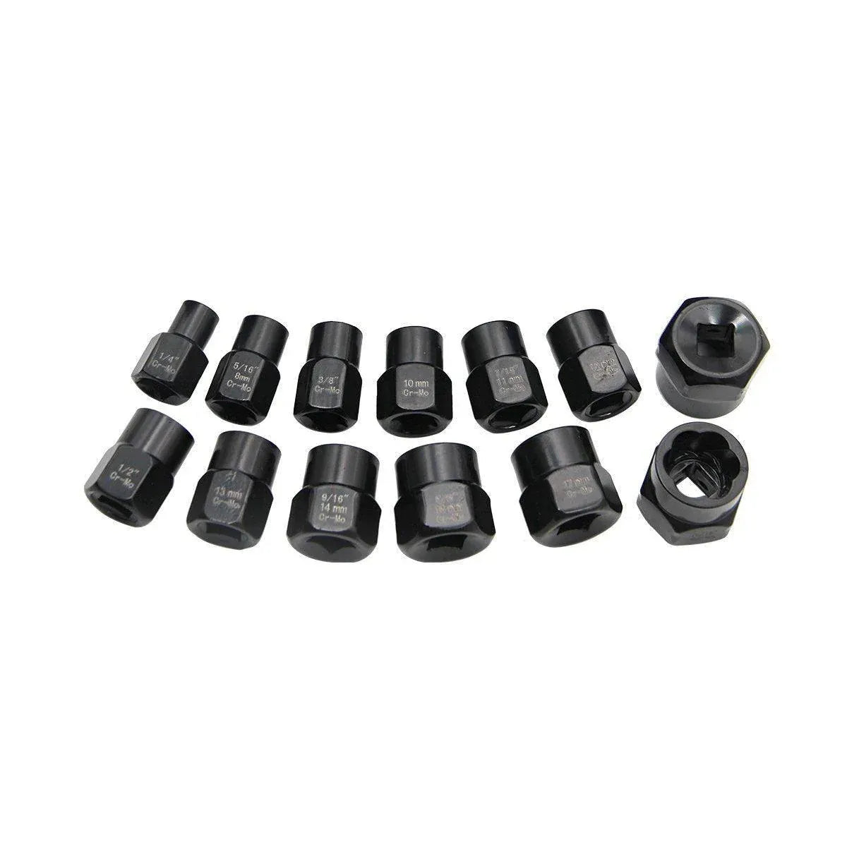 13 Piece Impact Bolt Nut Remover Set Extractor Socket Tool for Stripped Nuts Bolt V528-NUT-REMOVAL-13PCS-946435