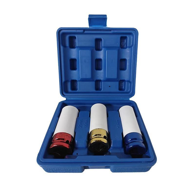 3PCS Deep Impact Nut Socket Set 17mm 19mm 21mm for Alloy Wheels V528-NUTSOCKETSET-3PCS-486620