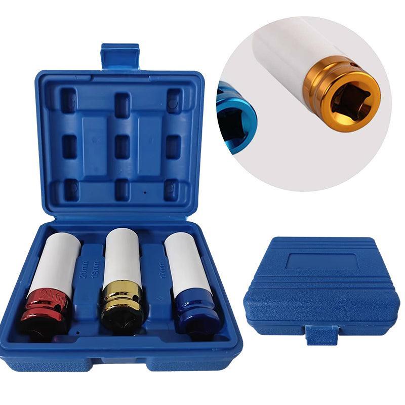 3PCS Deep Impact Nut Socket Set 17mm 19mm 21mm for Alloy Wheels V528-NUTSOCKETSET-3PCS-486620