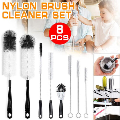 8 Pcs Nylon Straw Brush Set Cleaner Bottle Glass Tube Pipe Small Long Cleaning V528-NYLONSTRAWBRUSH-8PCS-227229
