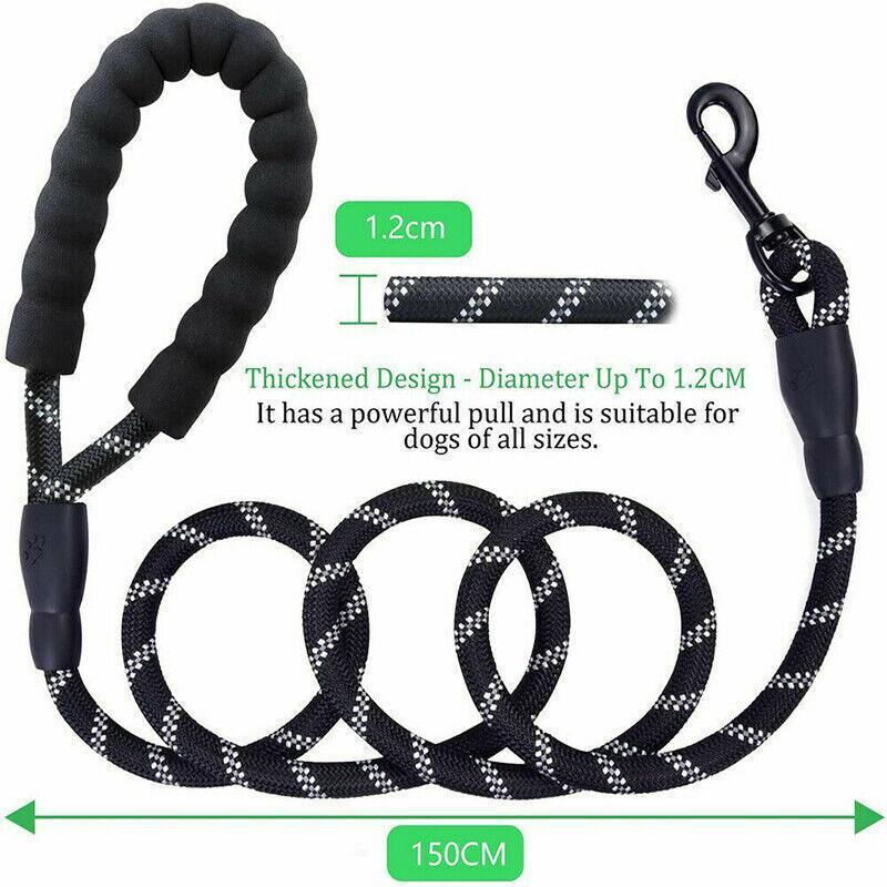 Nylon Training Dog Leash Heavy Duty Pet Products Strong Rope Recall Lead Leashes - Black V528-NYLONTRAINING-BLACK-651372
