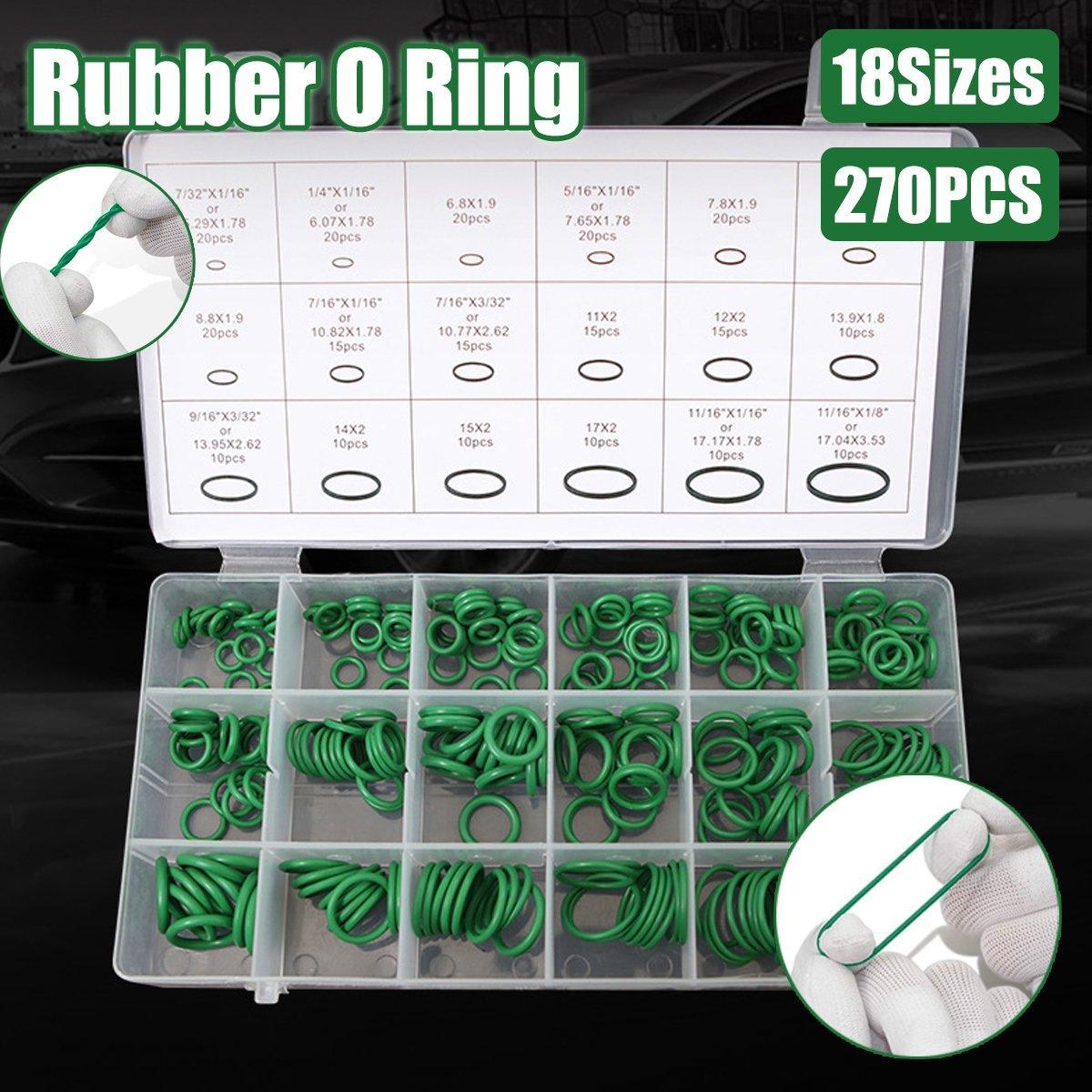 270pcs Automotive Air Conditioning Green Rubber Ring Seal Repair Box Set Seals V528-O-RING-270PCS-310675