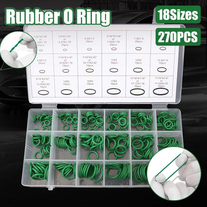 270pcs Automotive Air Conditioning Green Rubber Ring Seal Repair Box Set Seals V528-O-RING-270PCS-310675