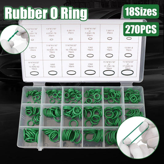 270pcs Automotive Air Conditioning Green Rubber Ring Seal Repair Box Set Seals V528-O-RING-270PCS-310675