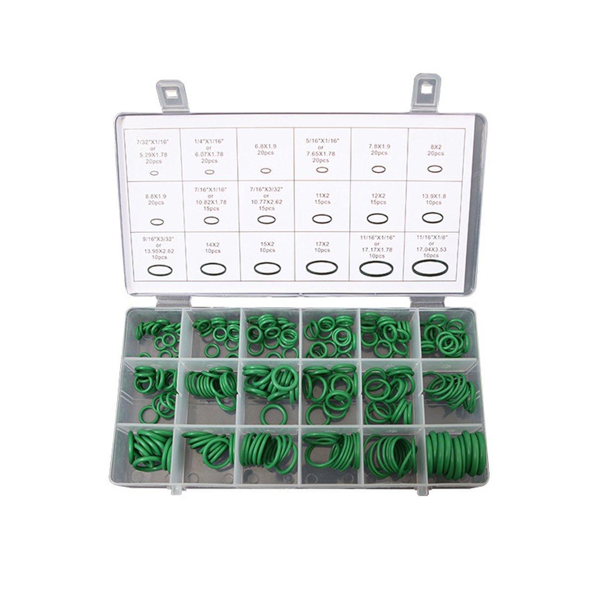 270pcs Automotive Air Conditioning Green Rubber Ring Seal Repair Box Set Seals V528-O-RING-270PCS-310675