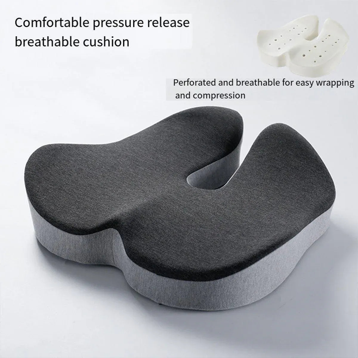 Slow Rebound Memory Foam Seat Cushion Office Chair Pad for Sedentary Hip Support V528-O-SHAPED-PAD-GREY-237042