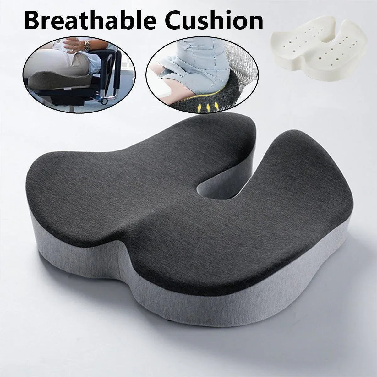 Slow Rebound Memory Foam Seat Cushion Office Chair Pad for Sedentary Hip Support V528-O-SHAPED-PAD-GREY-237042