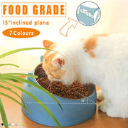 Pet Dog Cat Food Bowl Raised No Slip Stainless Steel Tilted Water Food Feeder - White V528-OBLIQUECATBOWL-WHITE-11443