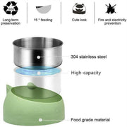Pet Dog Cat Food Bowl Raised No Slip Stainless Steel Tilted Water Food Feeder - White V528-OBLIQUECATBOWL-WHITE-11443