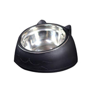 Pet Dog Cat Food Bowl Raised No Slip Stainless Steel Tilted Water Food Feeder - White V528-OBLIQUECATBOWL-WHITE-11443