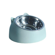 Pet Dog Cat Food Bowl Raised No Slip Stainless Steel Tilted Water Food Feeder - White V528-OBLIQUECATBOWL-WHITE-11443
