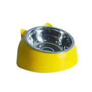 Pet Dog Cat Food Bowl Raised No Slip Stainless Steel Tilted Water Food Feeder - White V528-OBLIQUECATBOWL-WHITE-11443