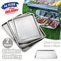 2X Stainless Steel Oblong Tray Plate Serving Tray Silver Dinner Food Kitchenware - 22X32CM V528-OBLONGTRAY-32-22CM-2PCS-245171