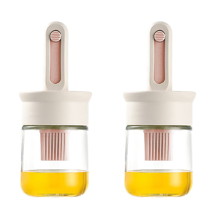 2pcs Glass Oil Bottles with Silicone Brush for Kitchen Cooking Oil Dispenser Set V528-OIL-CAN-2PCS-274922