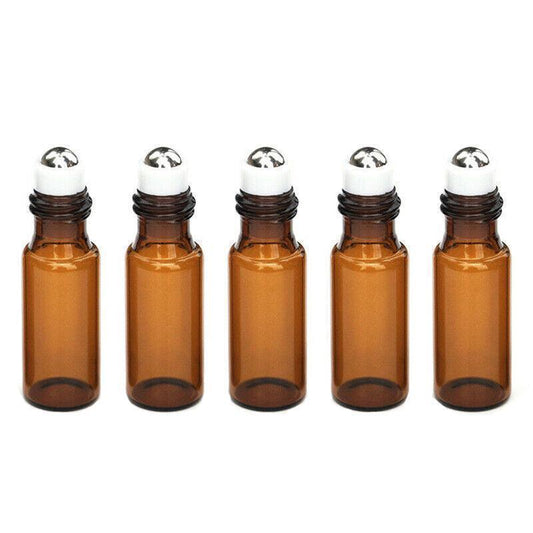 5ml Roller Rollerball Perfume Essential Oil Roll On Ball Amber Glass Bottle - 10PCS V528-OILBOTTLE-5ML-10PCS-82708