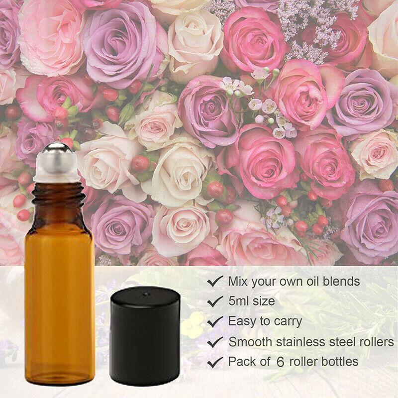 5ml Roller Rollerball Perfume Essential Oil Roll On Ball Amber Glass Bottle - 10PCS V528-OILBOTTLE-5ML-10PCS-82708