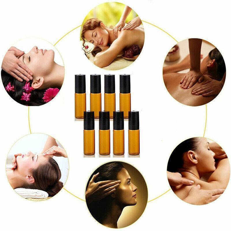 5ml Roller Rollerball Perfume Essential Oil Roll On Ball Amber Glass Bottle - 10PCS V528-OILBOTTLE-5ML-10PCS-82708