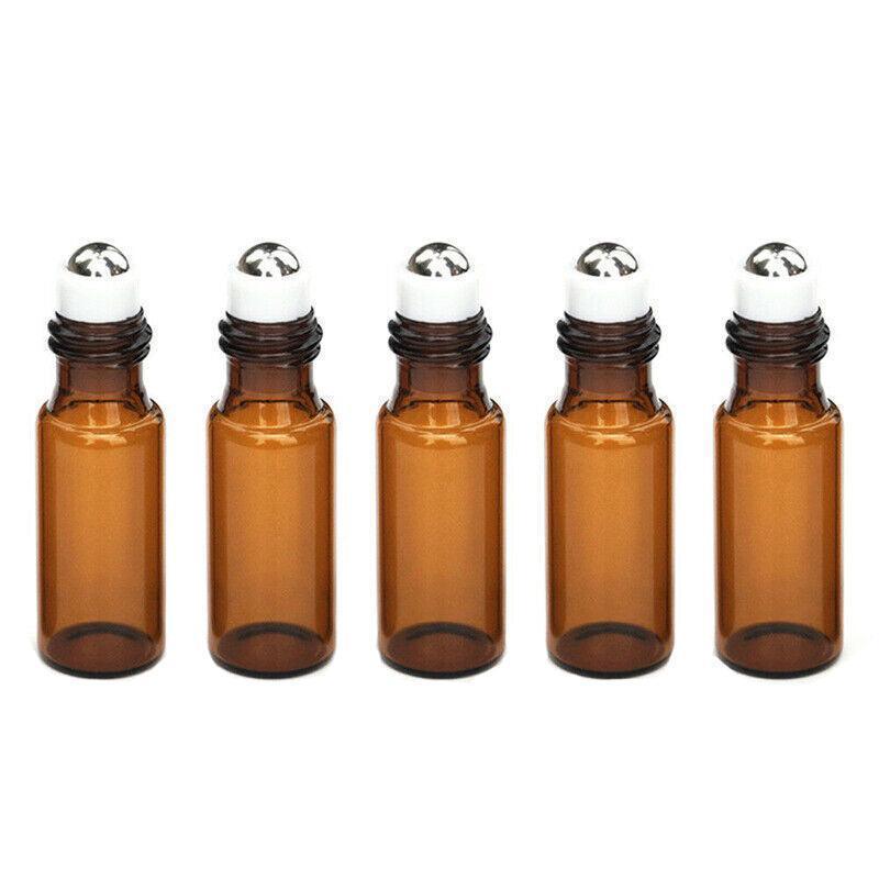 5ml Roller Rollerball Perfume Essential Oil Roll On Ball Amber Glass Bottle - 10PCS V528-OILBOTTLE-5ML-10PCS-82708