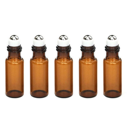 5ml Roller Rollerball Perfume Essential Oil Roll On Ball Amber Glass Bottle - 10PCS V528-OILBOTTLE-5ML-10PCS-82708