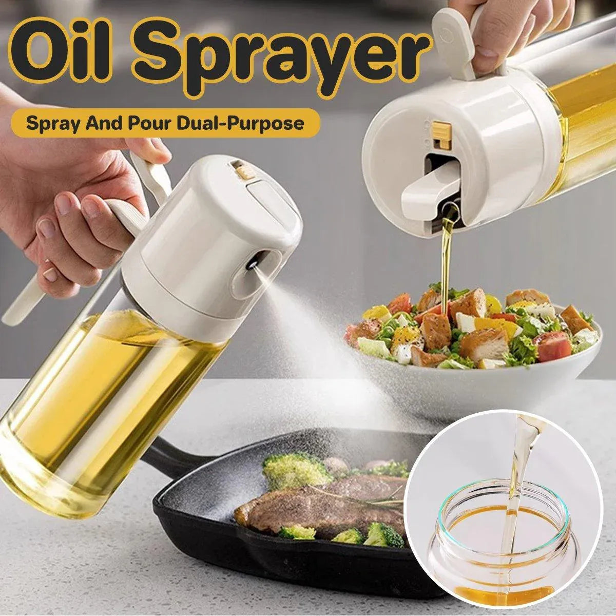 2 in1 Olive Oil Sprayer Dispenser Cooking Baking BBQ Spray Bottle Kitchen Tool V528-OILCAN-1PC-994817