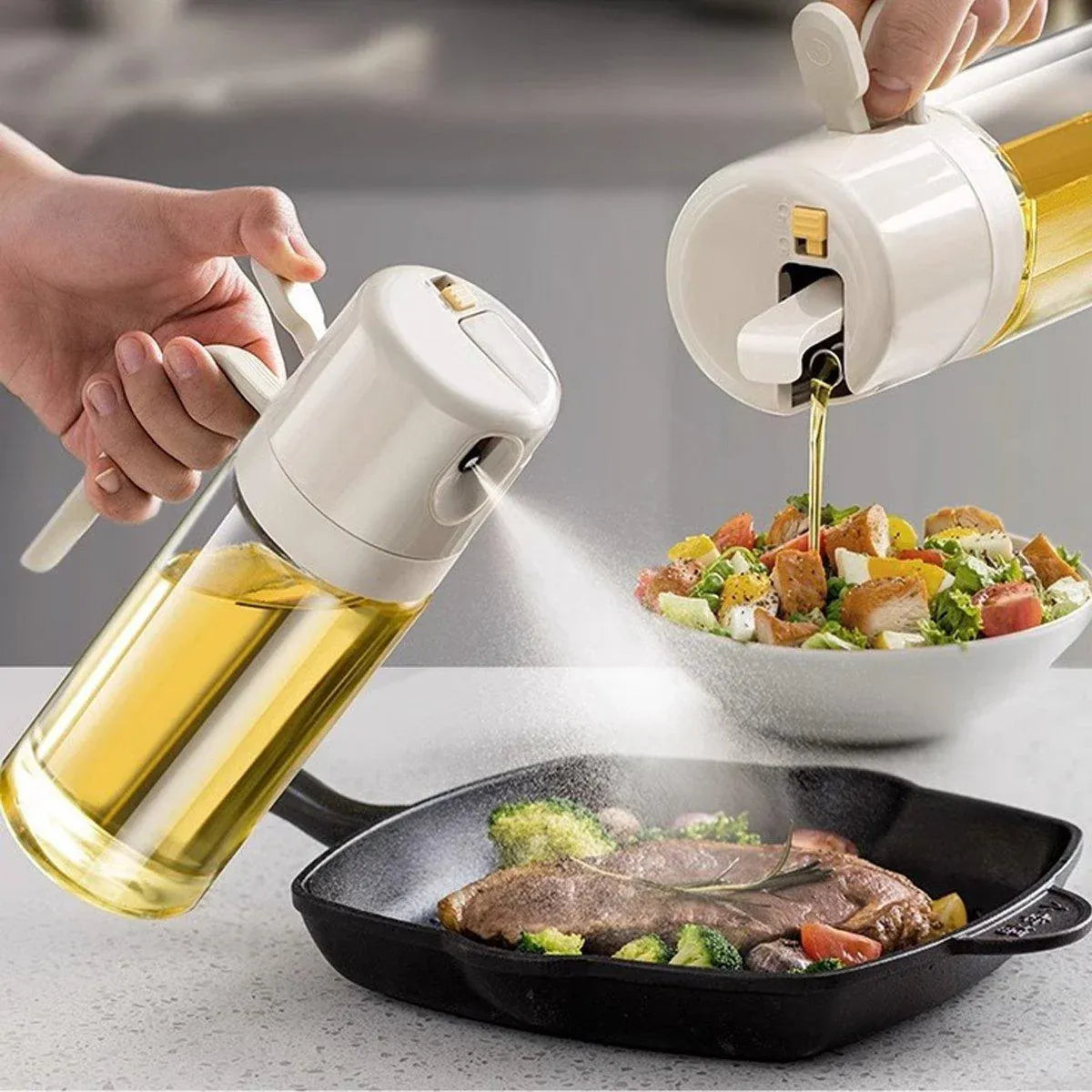 2 in1 Olive Oil Sprayer Dispenser Cooking Baking BBQ Spray Bottle Kitchen Tool V528-OILCAN-1PC-994817