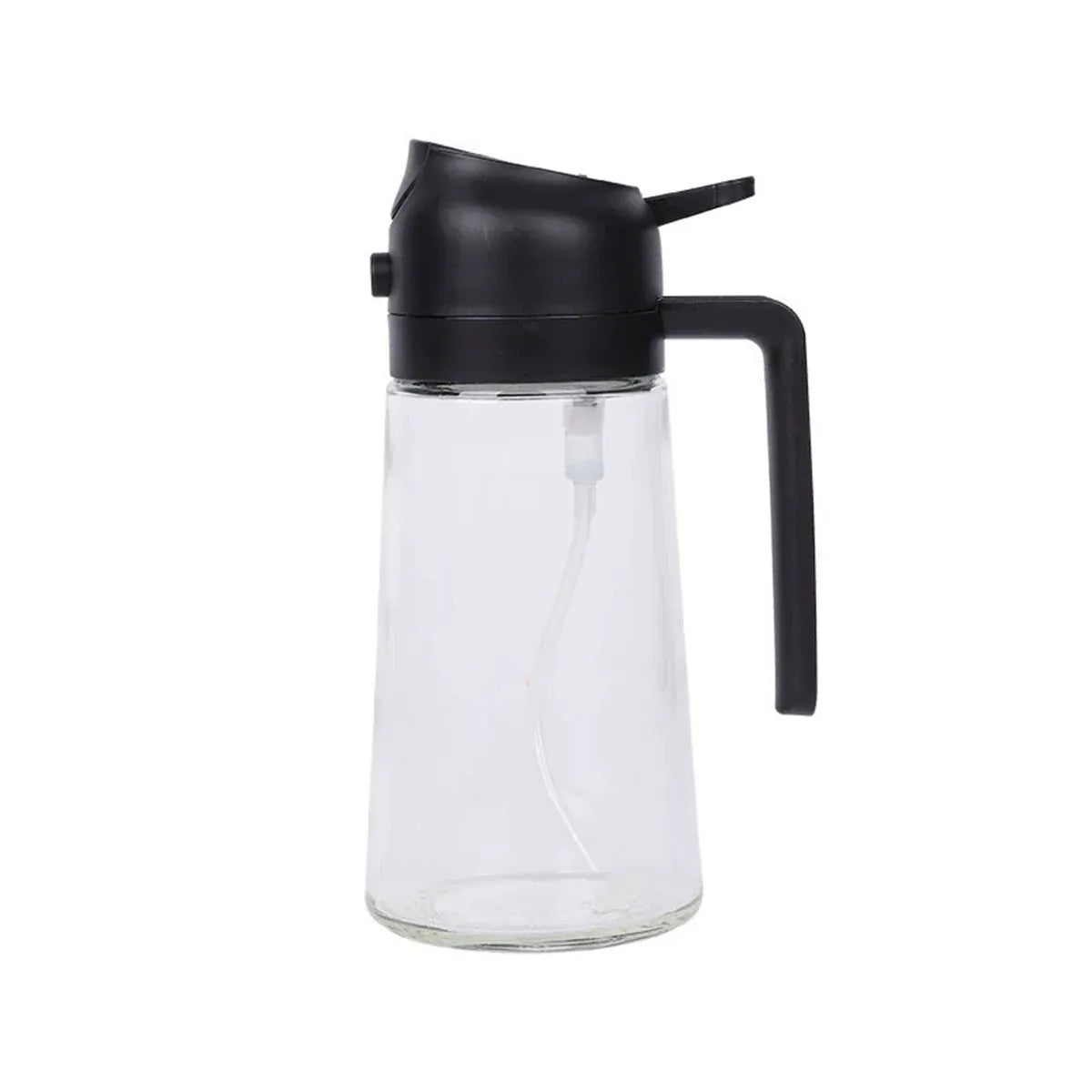 2-in-1 470ml Glass Oil Bottle Spray Pour Automatic Pressure Control Kitchen Tool - Black V528-OILER-BLACK-470ML-465700