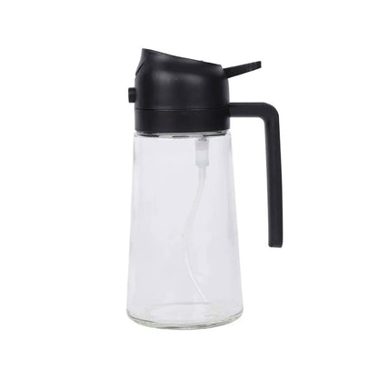 2-in-1 470ml Glass Oil Bottle Spray Pour Automatic Pressure Control Kitchen Tool - Black V528-OILER-BLACK-470ML-465700