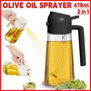 2-in-1 470ml Glass Oil Bottle Spray Pour Automatic Pressure Control Kitchen Tool - Black V528-OILER-BLACK-470ML-465700