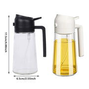2-in-1 470ml Glass Oil Bottle Spray Pour Automatic Pressure Control Kitchen Tool - Black V528-OILER-BLACK-470ML-465700