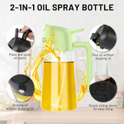 2-in-1 470ml Glass Oil Bottle Spray Pour Automatic Pressure Control Kitchen Tool - Black V528-OILER-BLACK-470ML-465700