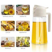 2-in-1 470ml Glass Oil Bottle Spray Pour Automatic Pressure Control Kitchen Tool - Black V528-OILER-BLACK-470ML-465700