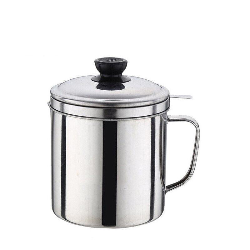 1.8L Stainless Steel Oil Filter Pot with Strainer Lid Grease Separator for Kitchen V528-OILFILTERPOT-744290