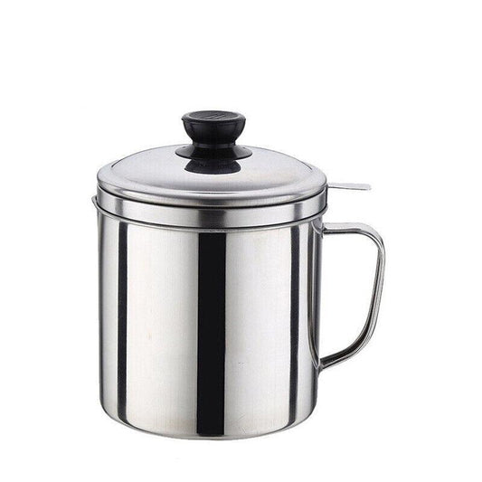 1.8L Stainless Steel Oil Filter Pot with Strainer Lid Grease Separator for Kitchen V528-OILFILTERPOT-744290
