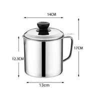 1.8L Stainless Steel Oil Filter Pot with Strainer Lid Grease Separator for Kitchen V528-OILFILTERPOT-744290
