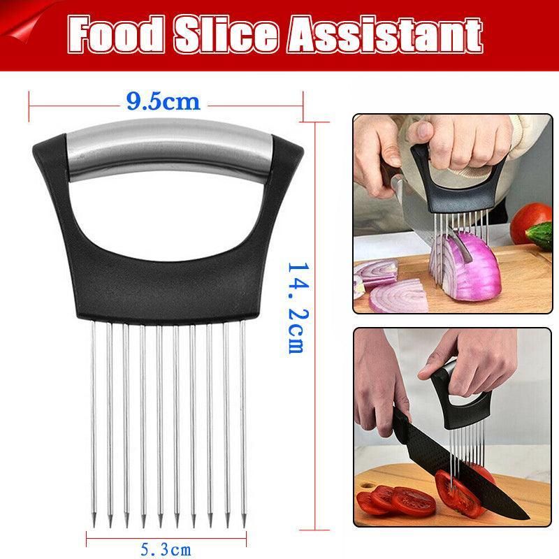 Food Slice Assistant Onion Slicer Cutter Fish Meat Potato Vegetable Holder Tool V528-ONIONCHA-6443141