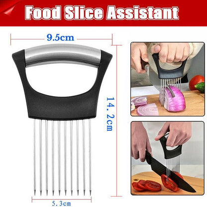 Food Slice Assistant Onion Slicer Cutter Fish Meat Potato Vegetable Holder Tool V528-ONIONCHA-6443141