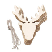 Wooden Christmas Hanging Ornament for Tree DIY Craft Decoration 10pcs - Deer02 V528-ONLYHEADSHAPE-DEER0262031