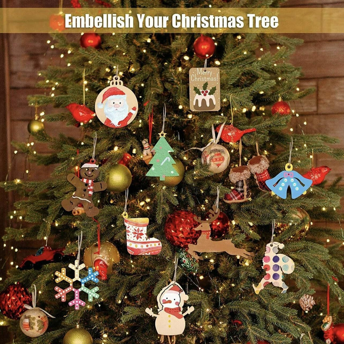 Wooden Christmas Hanging Ornament for Tree DIY Craft Decoration 10pcs - Deer02 V528-ONLYHEADSHAPE-DEER0262031
