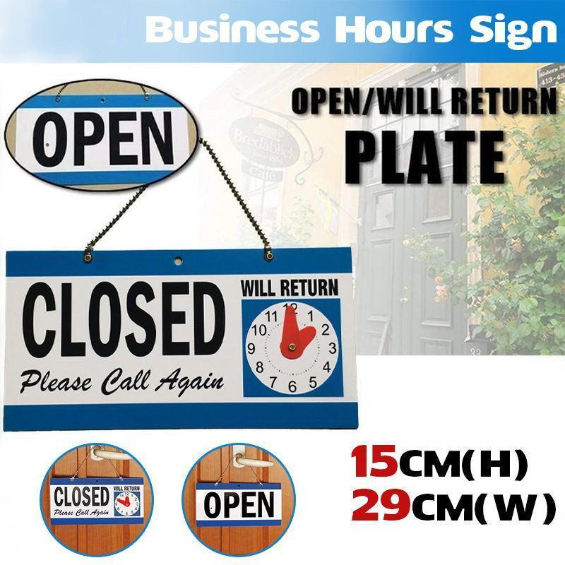 Open Closed Sign with Will Return Clock for Business Shops and Home Use 29x15cm V528-OPEN-CLOSED-327420