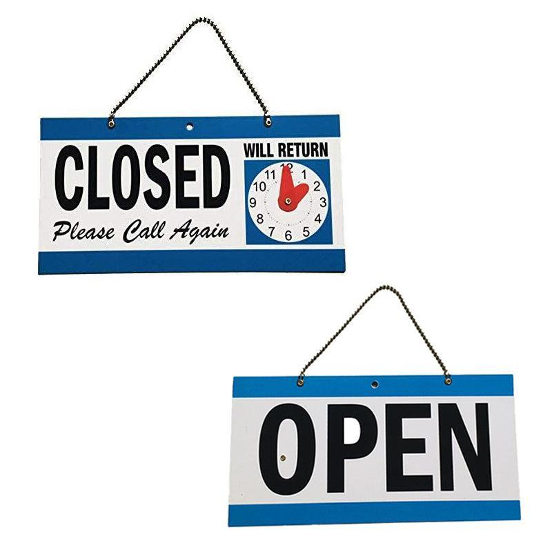 Open Closed Sign with Will Return Clock for Business Shops and Home Use 29x15cm V528-OPEN-CLOSED-327420