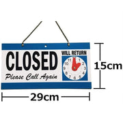 Open Closed Sign with Will Return Clock for Business Shops and Home Use 29x15cm V528-OPEN-CLOSED-327420