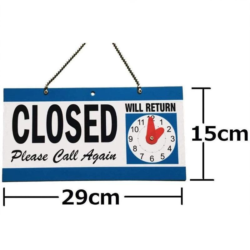 Open Closed Sign with Will Return Clock for Business Shops and Home Use 29x15cm V528-OPEN-CLOSED-327420