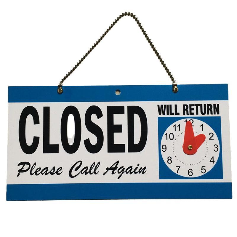 Open Closed Sign with Will Return Clock for Business Shops and Home Use 29x15cm V528-OPEN-CLOSED-327420