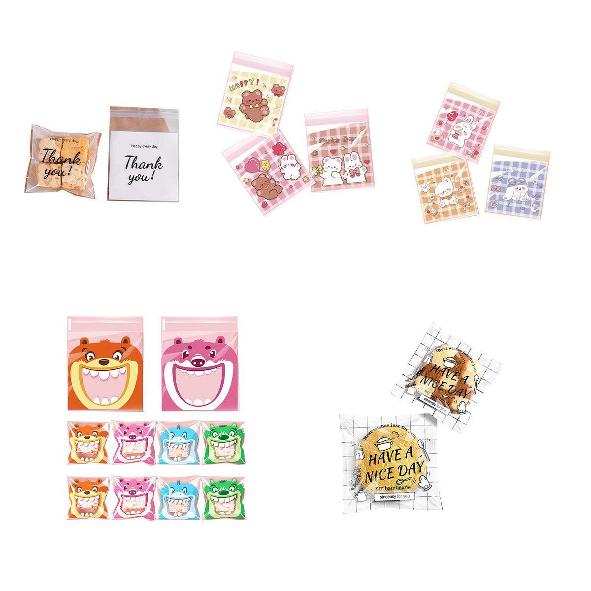 500 Pack Self Adhesive Cookie Packaging Bags Vibrant Designs OPP Material - Happy Everyday 14*14*3cm V528-OPP-500PCS-KLMYT-14-14-3-452238