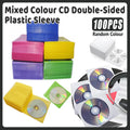 100X Premium Color Mixing CD DVD Double Sided Plastic Sleeves Holds 2 discs Storage Bag V528-OPTICAL-DISK-HOLDER-100PCS-359886