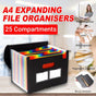 A4 Document Organiser 25 Compartments Multilayer Folder Office File Storage V528-ORGAN-BAG-25-6-112630