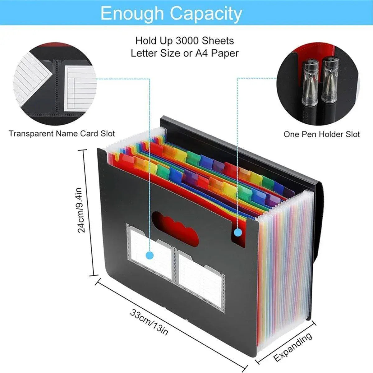 A4 Document Organiser 25 Compartments Multilayer Folder Office File Storage V528-ORGAN-BAG-25-6-112630