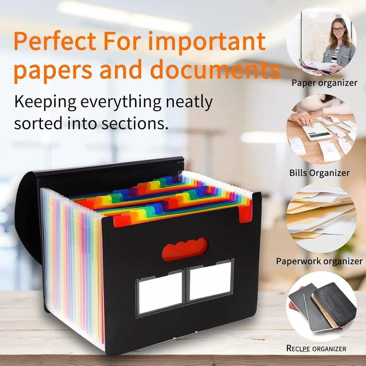 A4 Document Organiser 25 Compartments Multilayer Folder Office File Storage V528-ORGAN-BAG-25-6-112630